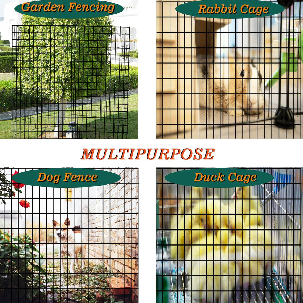 Black Metal Garden Fence, 60inch(H) x 100ft(L), 2 inch x 3 inch,14GA 2/3/4/5/6 Ft Tall Chicken Wire PVC Coated Welded Wire Mesh Roll for Dogs Border Yard Vegetable Plant Protection Poultry Netting