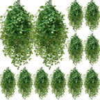 Hoteam 12 Pcs Artificial Hanging Plants 32 Inch Fake Ivy Vines with Fake Leaves Patio Artificial Plants Greenery for Living Room Indoor Outdoor Wall, No Basket (Vine)