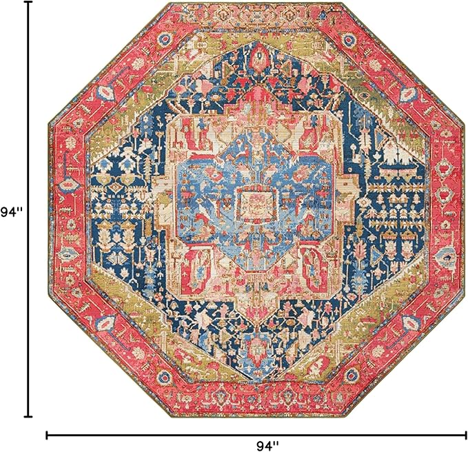 Unique Loom Outdoor Traditional Collection Area Rug - Limon (7' 10" Octagon Multi/Red)