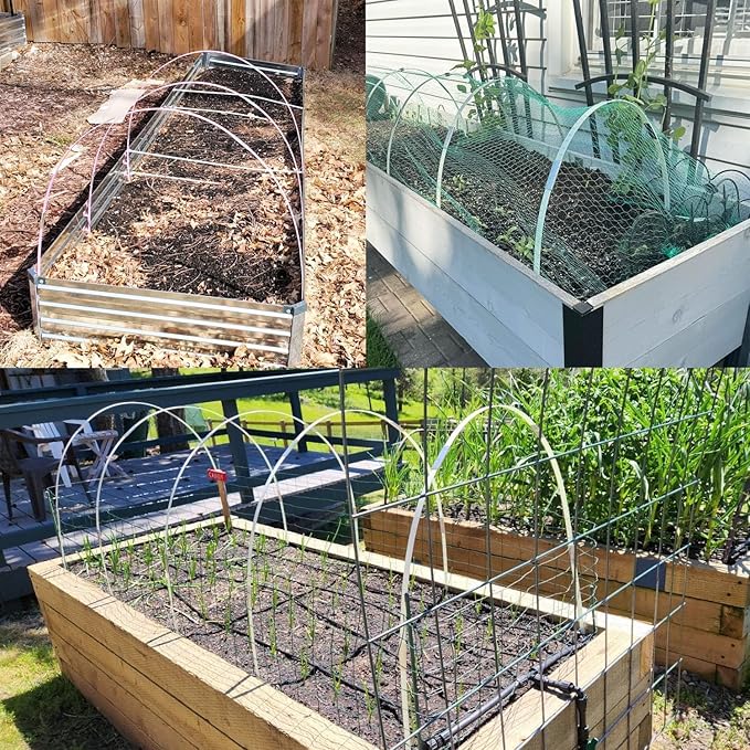 Garden Hoops 120pcs, Sunwuk Greenhouse Hoops for 2.5-5.5ft Wide Raised Bed, 24 Sets of 7.2ft Long Super Bendable Fiberglass Support Hoops Frame, Mini Greenhouse Strip for Row Cover(M Size)