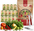 Organo Republic 14 Herbs & Veggies Salsa Mix Seeds Variety Pack - 5,180+ Non GMO Heirloom Herb, Tomato & Chili Pepper Seeds for Planting Outdoor & Indoor Home Gardening: Basil, Cilantro Onion, Peppers