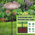 Metal Bird Bath for Outside, Vintage Birdbaths Removable Feeder Bowl with Butterfly Flower, Easy to Clean Birdfeeder for Outdoors Garden Yard Lawn Decor