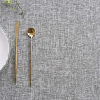 maxmill Flaxy Faux Linen Tablecloth with 2-Tone Slubby Texture Wrinkle Free Anti-Shrink Soft Table Cloth for Kitchen Dining Tabletop for Outdoor and Indoor Use Rectangle 60 x 84 Inch Light Grey