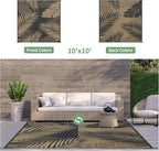GENIMO Outdoor Rug 10' x 10' Waterproof for Patios Clearance, Reversible Outdoor Plastic Straw Camping Rug Carpet, Large Area Rugs Mats for RV, Camper, Deck, Balcony, Porch, Beach, Picnic, Black&Brown
