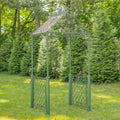 9.5ft T Iron Garden Arch with Embellished Trellis London 1820" (Antique Green)