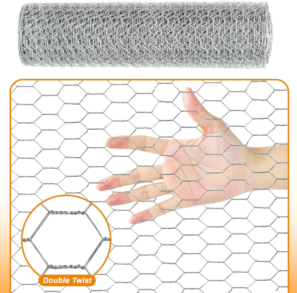 Sliver Chicken Wire 12 inch(H) x 100 ft(L), Anti-Rust Hexagonal Galvanized Metal Garden Netting for Floral Arrangements, Powder Coated Chicken Wire Coop for Crafts Plant Protector Pet Rabbits Fencing