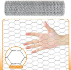 Sliver Chicken Wire 12 inch(H) x 100 ft(L), Anti-Rust Hexagonal Galvanized Metal Garden Netting for Floral Arrangements, Powder Coated Chicken Wire Coop for Crafts Plant Protector Pet Rabbits Fencing
