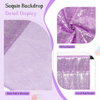 SquarePie Sequin Backdrop Curtain Not See Through Thick Glitter Background for Party 8FT x 8FT Lavender