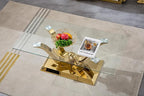 HomVent Modern Glass Coffee Table, with Stainless Steel, Living Room Table for Living Room Bedroom