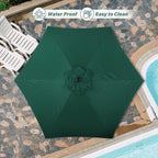 HealSmart 7.5ft Patio Umbrella with Push Button Tilt/Crank, Outdoor Table Market Yard Umbrella, 6 Sturdy Ribs for Garden, Deck, Backyard, Pool