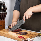 Seido Knives Master Chef Knife Japanese Handmade High Carbon Steel 8 inch - Perfectly Well-Balanced Pakka Wood Handle Kitchen Slicing Knife Razor-sharp Blade Precision Cutting