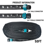 Hourleey Flat Soaker Hose 100 FT for Garden, 100' (50FT x 2) Linkable Consistent Drip Irrigation Hose, Leak-free Dual-layer Design Saving 80% Water Garden System Water Hose with Holes