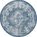 Unique Loom Outdoor Traditional Collection Area Rug - Valeria (3' 3" Round, Blue/ Ivory)