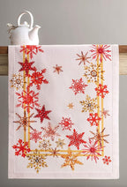 Maison d' Hermine Table Runner 100% Cotton Single Layer Table Runners 60 inches Long for Thanksgiving Christmas Decorations Home Kitchen Dining Party Wedding (Crystal Star, 14.5" x 60")