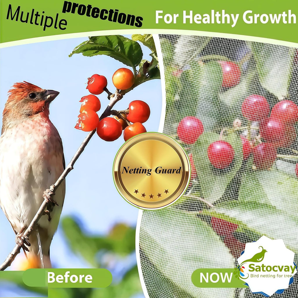 Fruit Tree Netting with Drawstring & Zipper, Bird Netting for Blueberry Bushes (2, 6x7.2 FT)