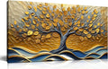 CANEITO Tree Wall Art for Living Room, Gold Wall-Decor for Bedroom, Modern Landscape Poster Canvas Print, Size 40x20 Inches