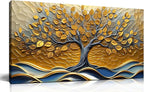 CANEITO Tree Wall Art for Living Room, Gold Wall-Decor for Bedroom, Modern Landscape Poster Canvas Print, Size 40x20 Inches
