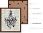 Poster Master Dictionary Art Poster - Antique Chandelier Print - Bird Art - Baroque Art - Gift for Men & Women - Chic Decor for Living Room, Dining Room, Bedroom or Kitchen, 16x20 Brown Framed