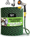 Garden Hose 75 ft, Lightweight, Sturdy Metal Nozzle 9 Spray, Heavy Duty, Leakproof Flexible Water Hose, Durable Multiple Layers, Solid Brass Connectors