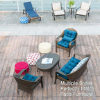 QILLOWAY Outdoor Chair Cushion for Patio Furniture, Waterproof Patio Cushions Set of 4 with Ties, Fade Resistant Replacement Pads for Outdoor Rocking Chairs,Peacock Blue