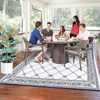 Outdoor Rug 8'x10' for Patios Waterproof Patio Rugs Outdoor Mats for Front Porch,Beach Mat,Reversible Plastic Straw Camping Rugs for Outside RV,Deck,Balcony,Backyard Navy Blue