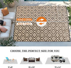 Wallona Outdoor Rugs 5x8 ft Patio Waterproof Clearance Indoor Outdoor Carpet for Patio Plastic Straw Reversible Area Rugs Mat for RV, Camping, Balcony, Beach, Picnic, Porch, Brick Black & Beige