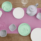 Solino Home Linen Violet Table Runner 90 Inches Long - 100% Pure Linen Hemstitch 14 x 90 Inch Table Runner for Dining, Halloween - Classic Hemstitch
