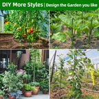 Fabulas Garden Stakes 16 Inch 70 Pack, Diy 4ft 5ft 6ft 7ft 8ft Tomato Stakes Plastic Coated Metal Plant Sticks Stakes Supports with 40 Connectors 30 Rotatable Clips for Indoor Outdoor Plants Vegetable