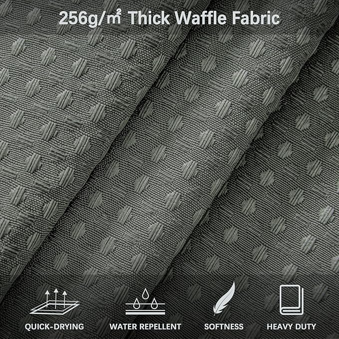 Gray Shower Curtain Waffle Weave 36 Inches Heavy Duty Stall Fabric Shower Curtain Set for Bathroom, Waterproof Weighted 256GSM Half Size Shower Curtains with 6 Hooks, 36Wx72H Grey