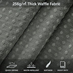 Gray Shower Curtain Waffle Weave 36 Inches Heavy Duty Stall Fabric Shower Curtain Set for Bathroom, Waterproof Weighted 256GSM Half Size Shower Curtains with 6 Hooks, 36Wx72H Grey