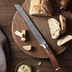 Wakoli Long Bread Knife, 9.1-inch Blade Damascus Chef Knife made from 67 Layers of Damascus Steel with VG10 Core, Sharp Kitchen Knives with Pakkawood Handle, Chefs Knifes for Breads in Gift Box (EDIB)