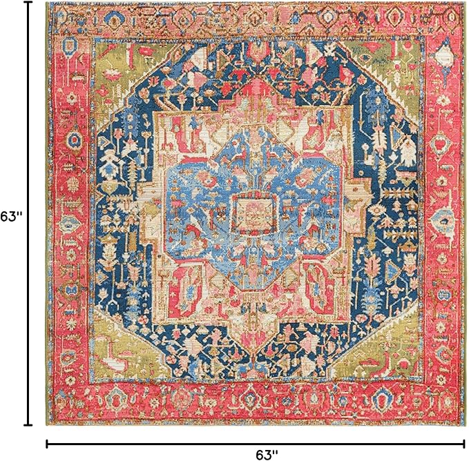 Unique Loom Outdoor Traditional Collection Area Rug - Limon (5' 3" Square Multi/Red)