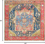 Unique Loom Outdoor Traditional Collection Area Rug - Limon (5' 3" Square Multi/Red)