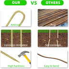 22 Pack 12 Inch Rebar Stakes Anti-Rust Galvanized Steel U Shape Hook Strong Ground Anchors for Tents, Position Kits, Fences, Trampolines Landscape Fabric for Farm Garden