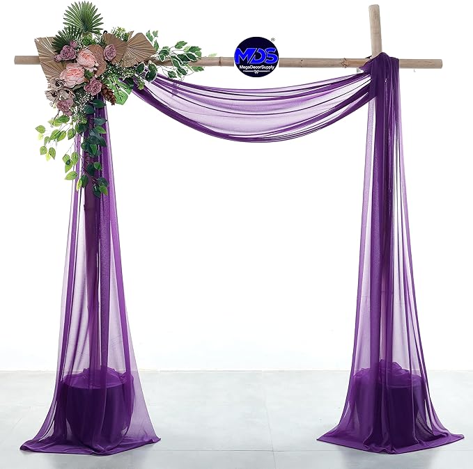 MDS Halloween Chiffon Draping Fabric - 1 Panel, 30" Wide x 20ft Long - Sheer Spooky Arbor & Canopy Drapery for Haunted House Backdrops, Party Ceilings, DIY Costumes & Themed Events - Cadbury Purple