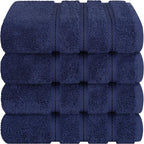 American Soft Linen Luxury Hand Towels for Bathroom, 600 GSM 100% Cotton Turkish 4 Piece Hand Towel Set, 600 GSM Hand Face Towels for Kitchen, Navy Blue Hand Towels