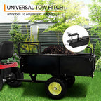 Utility Trailer, Steel ATV Trailer, Heavy Duty Lawn Mower Trailers, 750 Lbs 15 Cu.Ft. with Removable Sides, Pneumatic Tires and Quick Dump Pull Back, Dump Trailers for Gardens, Tractors, and Farms