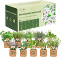 10 Indoor Herb Garden Kit- Burlap Pots, Organic Seeds, Herb Garden Planter Indoor Kit, Easy Window & Kitchen Herbs Growing Kit, Cilantro, Basil, Sage, Oregano, Parsley, Dill, Chives etc.