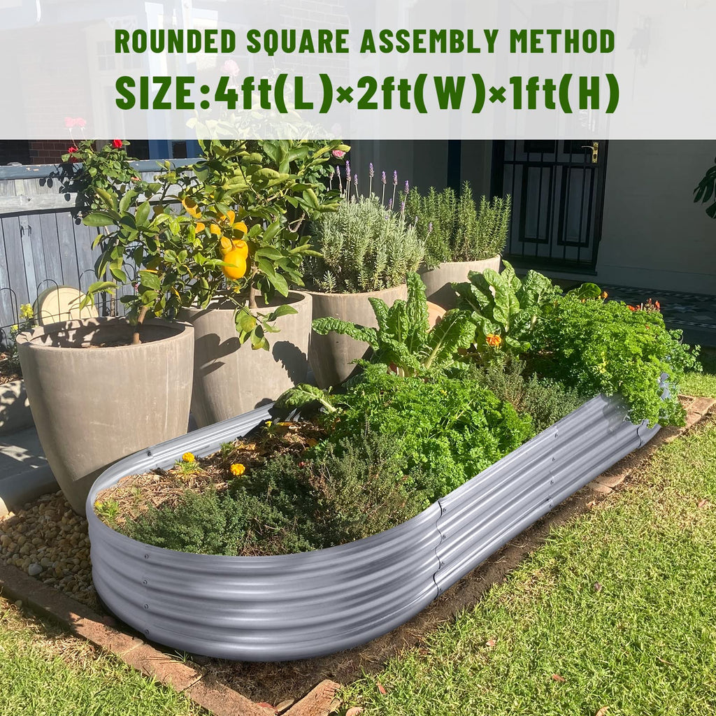 Land Guard Galvanized Raised Garden Bed Kit, Galvanized Planter Garden Boxes Outdoor, Oval Large Metal Raised Garden Beds for Vegetables…………