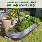 Land Guard Galvanized Raised Garden Bed Kit, Galvanized Planter Garden Boxes Outdoor, Oval Large Metal Raised Garden Beds for Vegetables…………