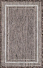 Unique Loom Outdoor Border Collection Area Rug - Soft Border (3' 3" x 5' 3" Rectangle Brown/Ivory)