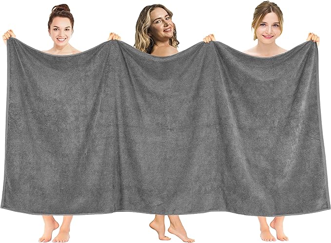 American Soft Linen Oversized Bath Sheet 40x80 Extra Large for Bathroom, 600 GSM 100% Cotton Turkish Jumbo Bathsheet Towels for Adults, Dark Gray Bath Sheet