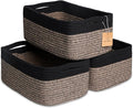 NaturalCozy 13.5”x8.5”x5.5” Rectangle Storage Baskets for Shelves 3 Pack | Cotton Rope Woven Small Baskets for Organizing | Small Storage Bins for Nursery, Bathroom, Closet, Shelf, Decorative