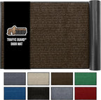 GORILLA GRIP Traffic Guard Door Mat, 72x48, Heavy Duty Welcome Mats, Commercial Office Space Doormat, Waterproof, Fade Resistant, Strong Rubber Backing, Low Profile, Shoe and Boot Scraper, Brown