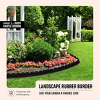 Playsafer L-Shaped Flexible Rubber Castle Edger for Lawns Landscaping and Playground | Easy No Dig Installation (4 Pack, Black)