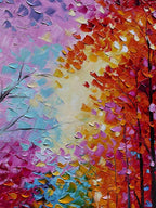 Tyed Art- Contemporary Art Oil Painting On Canvas Textured Tree Painting Palette Knife Abstract Landscape Wall Paintings Home Office Decorations Canvas Wall Art Painting 24x48inch