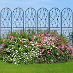 6 Pack Metal Garden Trellis 6FT Outdoor Garden Fence Rustproof Trellis for Climbing Plants Support Roses Flower Lawn Decoration, Black 71" Tall