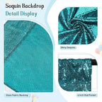 SquarePie Sequin Backdrop Curtain Not See Through Thick Glitter Background for Party 6FT x 8FT Teal