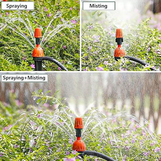 25pcs Drip Irrigation Emitters for 1/4" Irrigation Hose Accessories, Adjustable 360 Degree Water Flow Stake Drippers, Garden Irrigation Drippers for Watering System