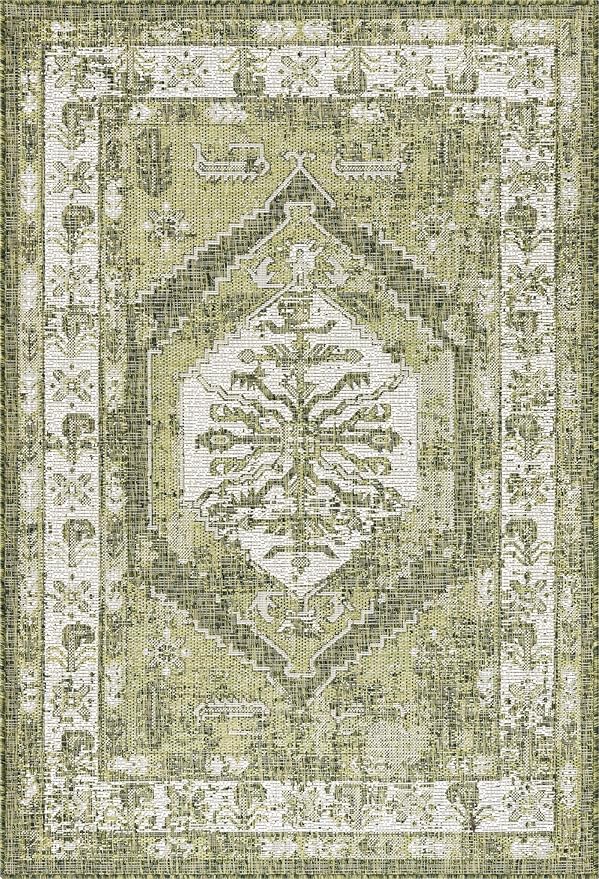 Unique Loom Outdoor Traditional Collection Area Rug - Valeria (4' 1" x 6' 1" Rectangle, Green/ Light Green)